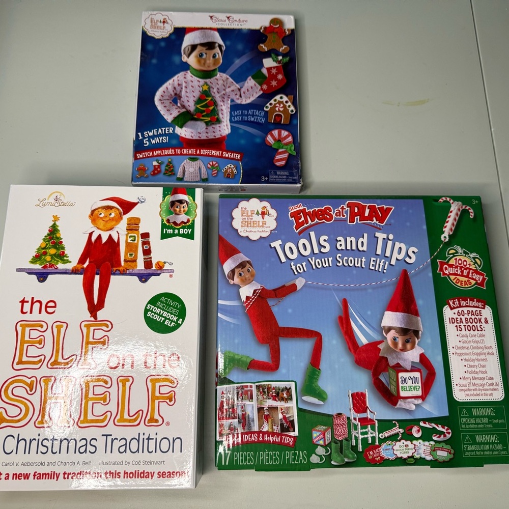 Never used!  Elf on the Shelf - 3 Pieces